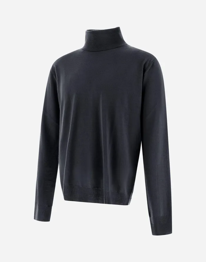 Herno RESORT SWEATER IN ENDLESS WOOL Dark Blue Men Knitwear