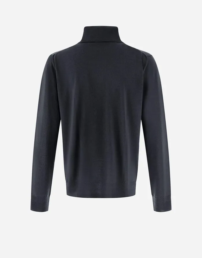 Herno RESORT SWEATER IN ENDLESS WOOL Dark Blue Men Knitwear