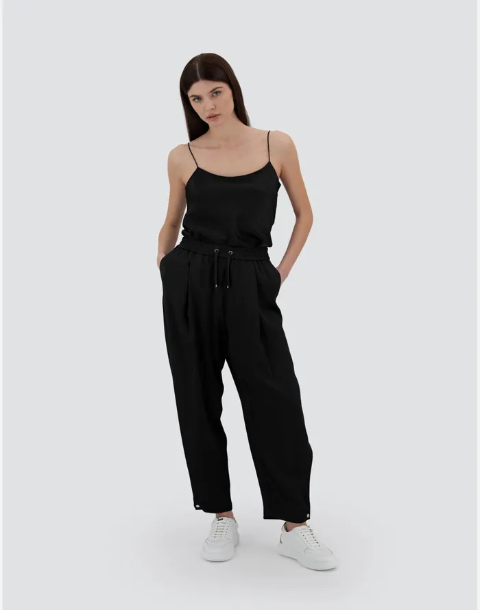 Herno RESORT TROUSERS IN SATIN EFFECT Black Women Trousers