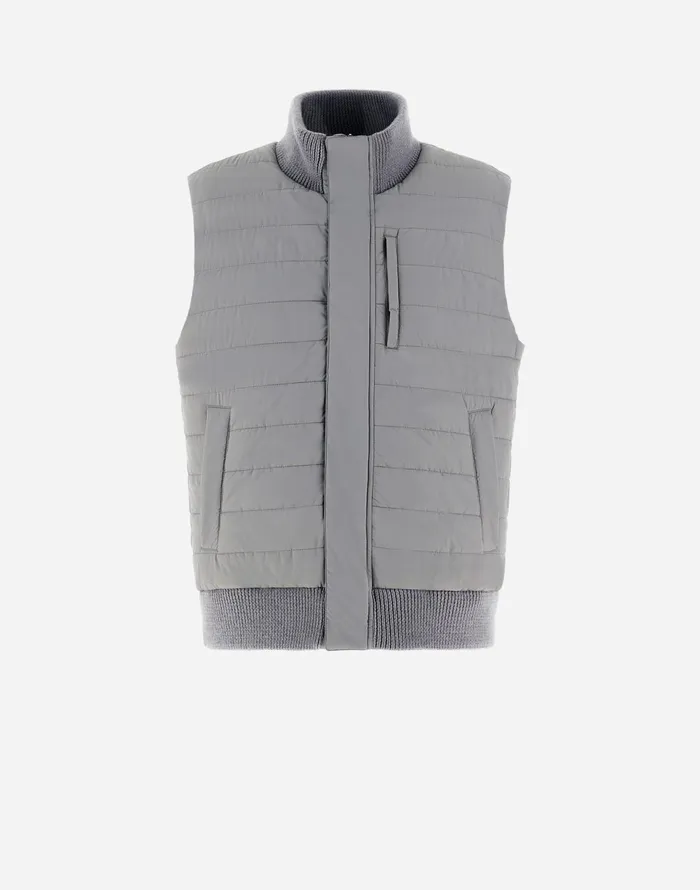 Herno RESORT WAISTCOAT IN LIGHT NYLON STRETCH and KNIT Light Grey Men Vests