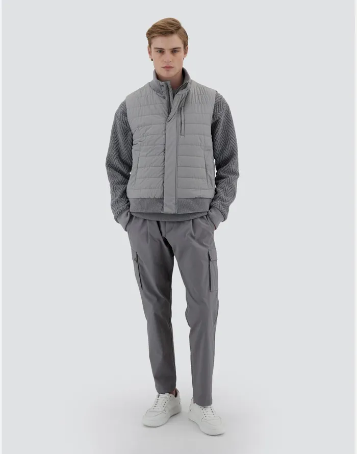 Herno RESORT WAISTCOAT IN LIGHT NYLON STRETCH and KNIT Light Grey Men Vests