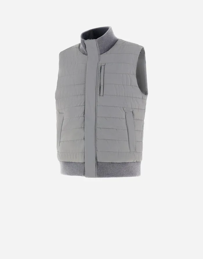 Herno RESORT WAISTCOAT IN LIGHT NYLON STRETCH and KNIT Light Grey Men Vests