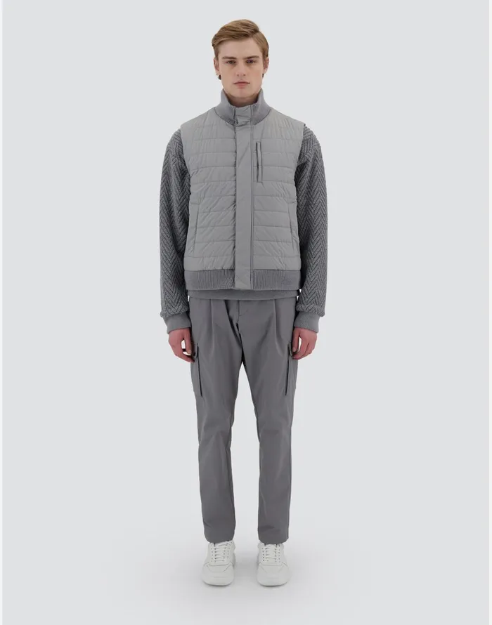 Herno RESORT WAISTCOAT IN LIGHT NYLON STRETCH and KNIT Light Grey Men Vests