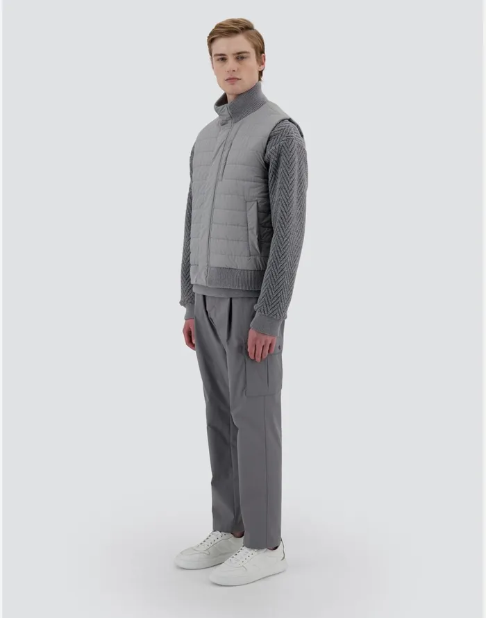 Herno RESORT WAISTCOAT IN LIGHT NYLON STRETCH and KNIT Light Grey Men Vests