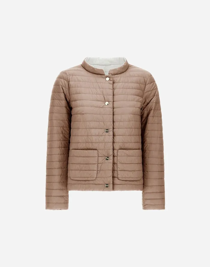 Herno REVERSIBLE JACKET IN ECOAGE AND NYLON ULTRALIGHT Whitecamel Women Parka and Jackets