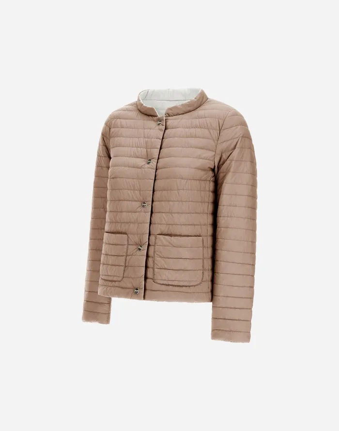 Herno REVERSIBLE JACKET IN ECOAGE AND NYLON ULTRALIGHT Whitecamel Women Parka and Jackets