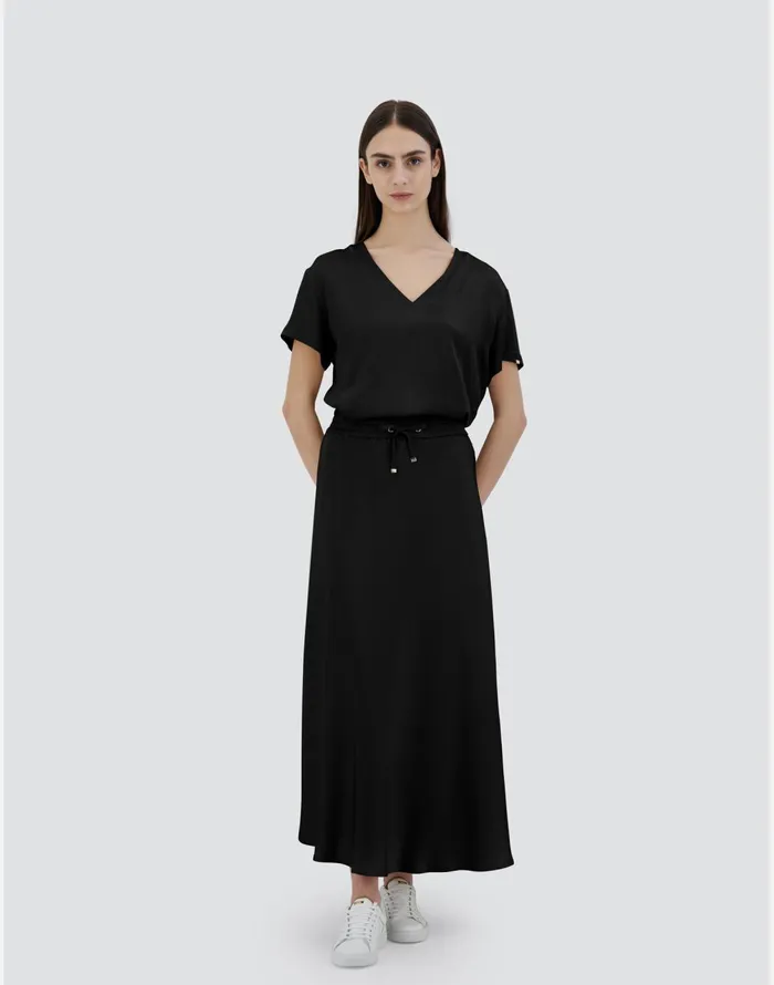 Herno SKIRT IN NEWSATIN EFFECT Black Women Skirts and Dresses