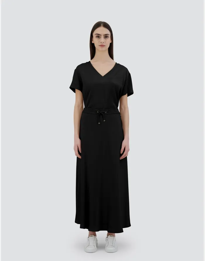 Herno SKIRT IN NEWSATIN EFFECT Black Women Skirts and Dresses