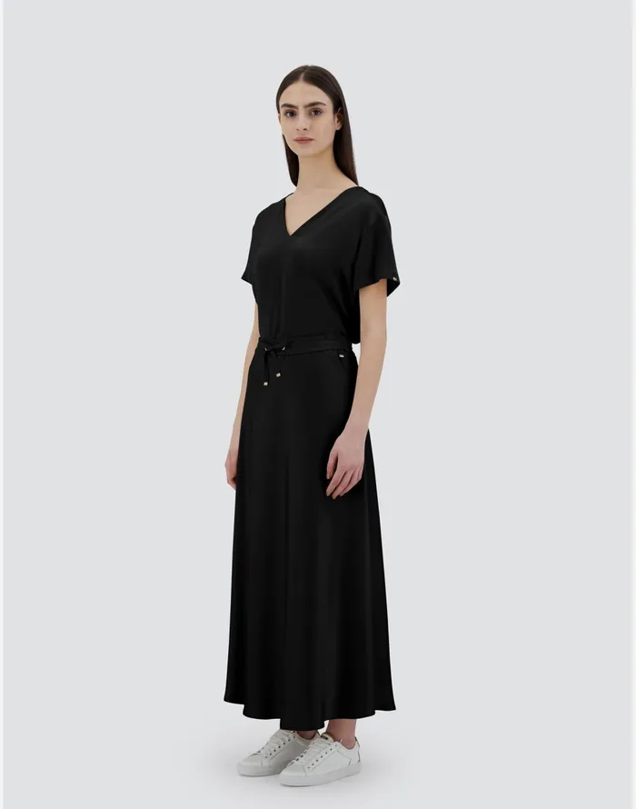 Herno SKIRT IN NEWSATIN EFFECT Black Women Skirts and Dresses