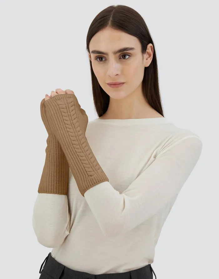 Herno SLEEVES IN COMFY INFINITY Camel Women Sleeves and Gloves