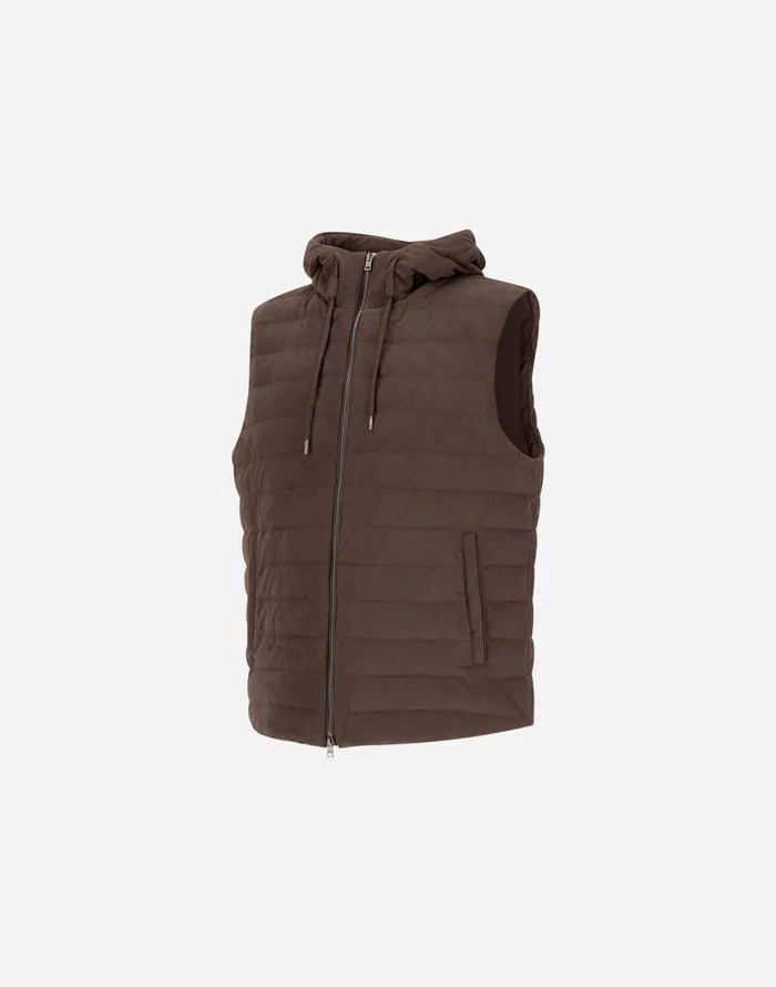 Herno SUEDE EFFECT VEST Dark Brown Men Vests