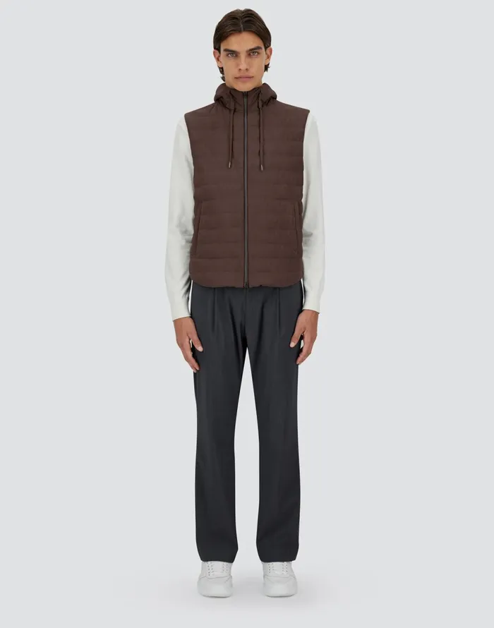 Herno SUEDE EFFECT VEST Dark Brown Men Vests