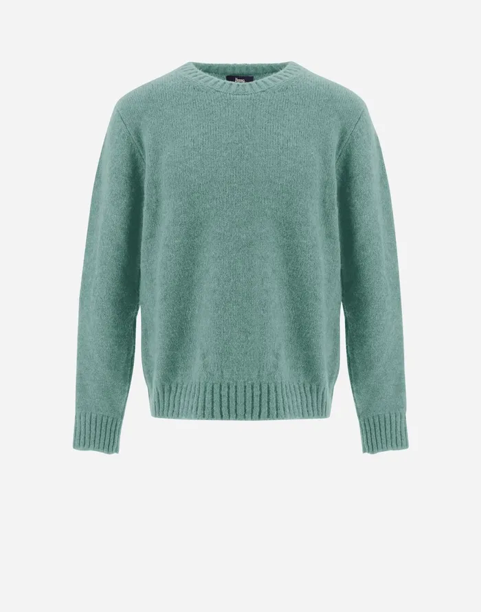 Herno SWEATER IN PLAINALPACA WOOL Green Men Knitwear
