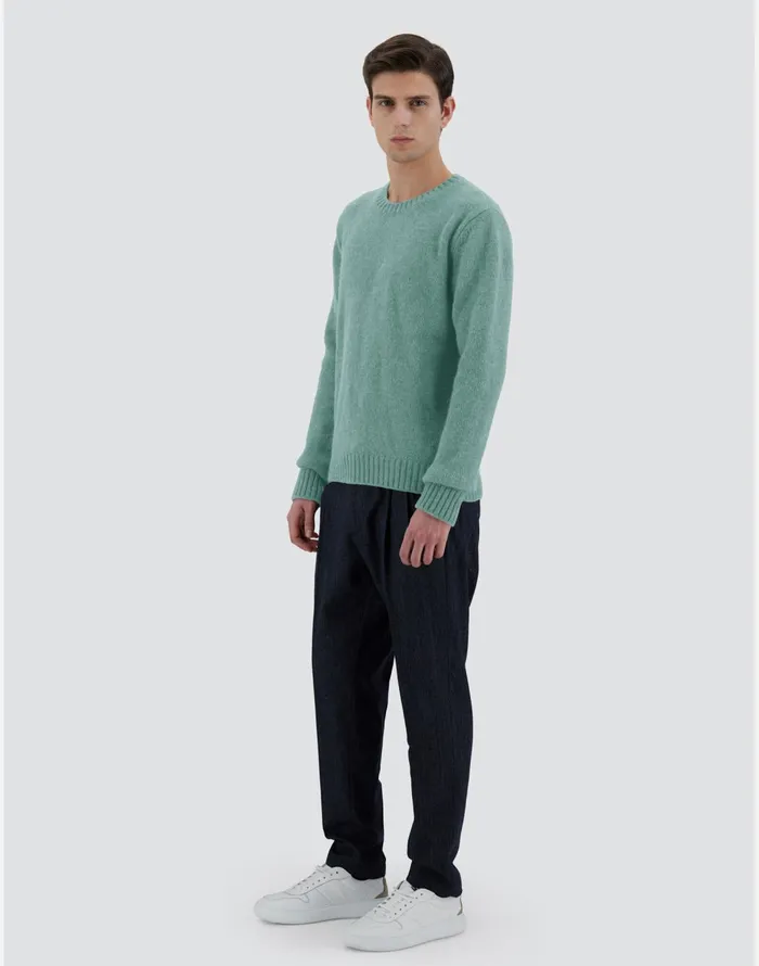 Herno SWEATER IN PLAINALPACA WOOL Green Men Knitwear