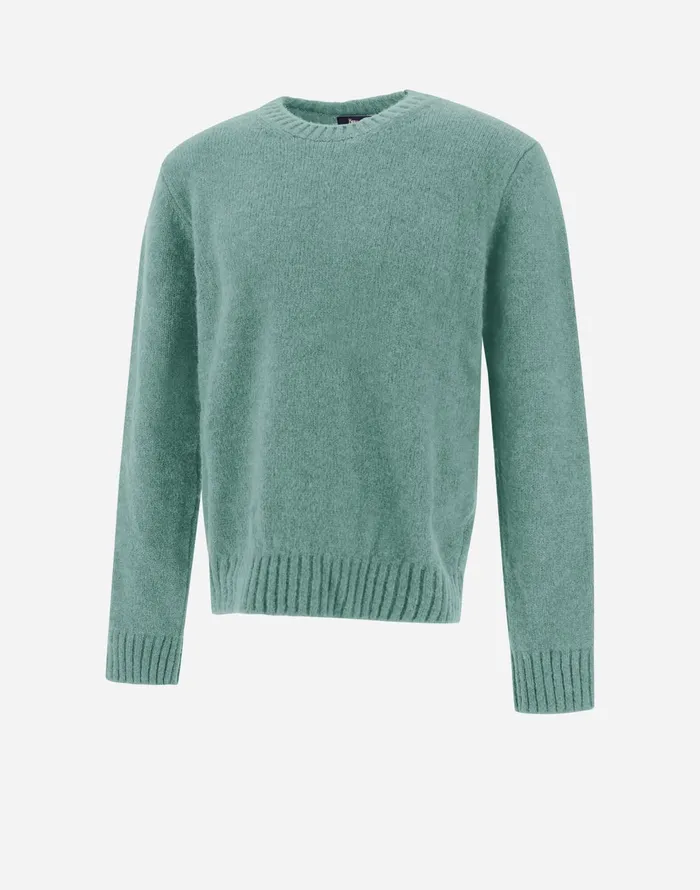 Herno SWEATER IN PLAINALPACA WOOL Green Men Knitwear