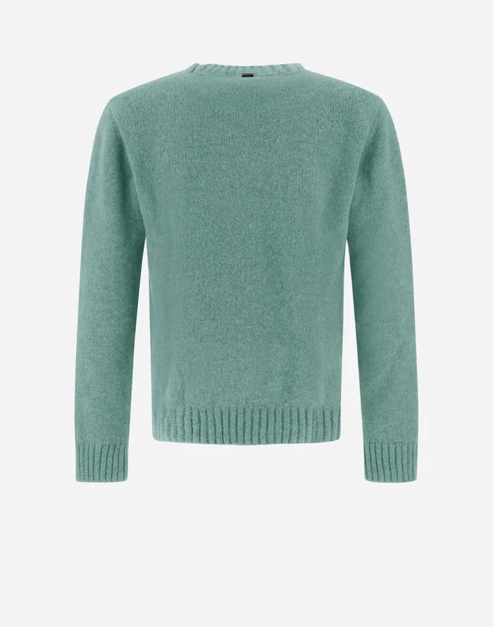 Herno SWEATER IN PLAINALPACA WOOL Green Men Knitwear