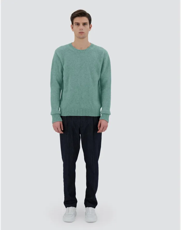 Herno SWEATER IN PLAINALPACA WOOL Green Men Knitwear