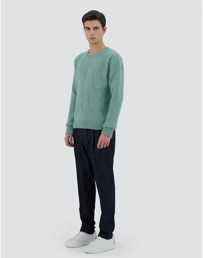 Herno SWEATER IN PLAINALPACA WOOL Green Men Knitwear