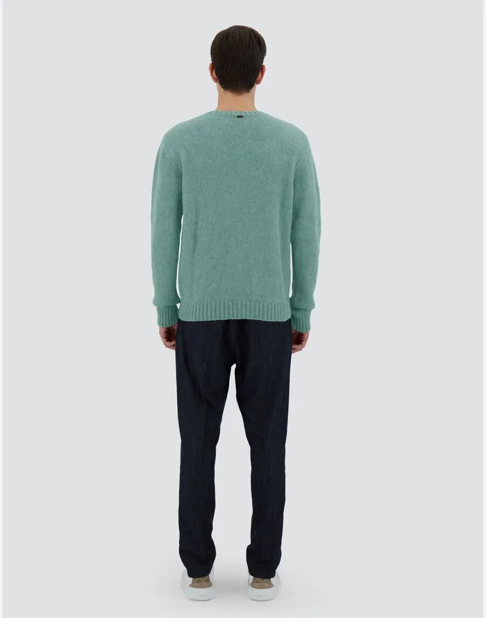 Herno SWEATER IN PLAINALPACA WOOL Green Men Knitwear
