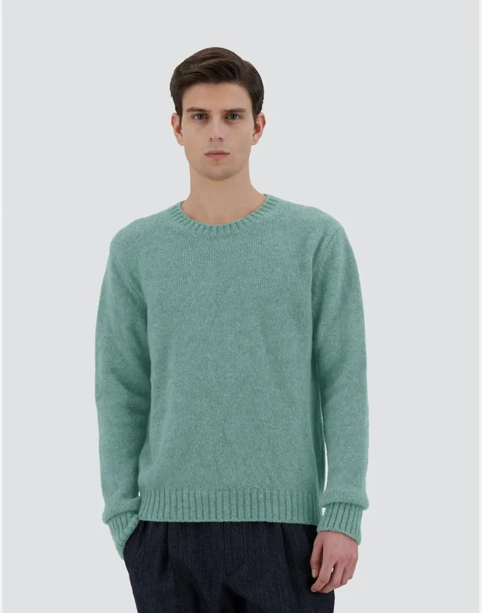Herno SWEATER IN PLAINALPACA WOOL Green Men Knitwear
