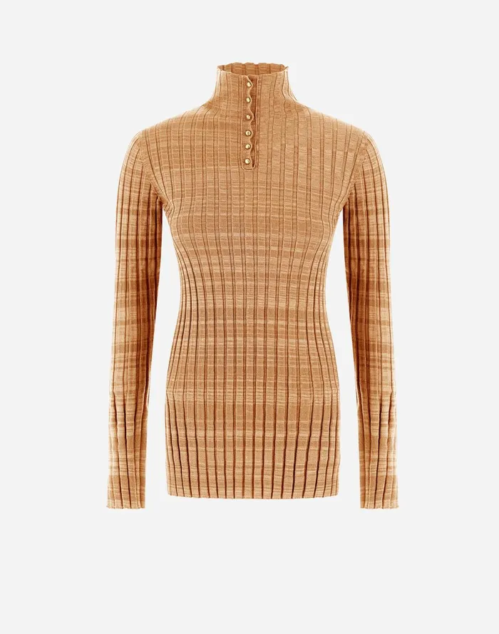 Herno SWEATER IN SILKY WOOL Camel Women Knitwear
