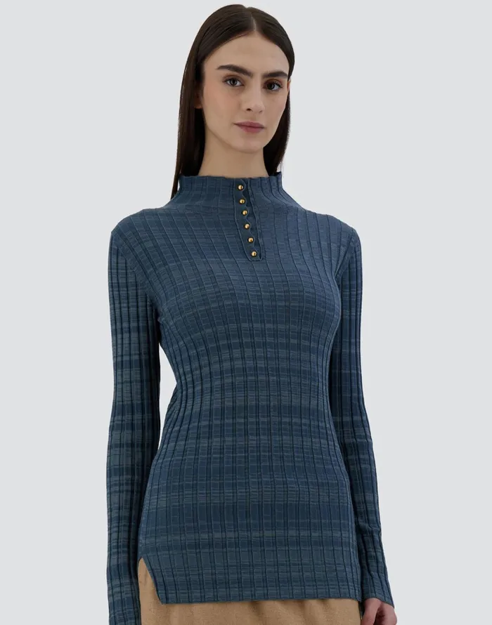 Herno SWEATER IN SILKY WOOL Petrolium Women Knitwear