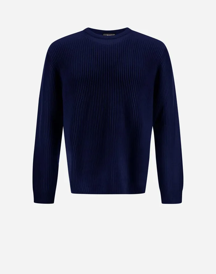 Herno SWEATER IN WOOL CASHMERE Navy Blue Men Sweaters and Cardigan