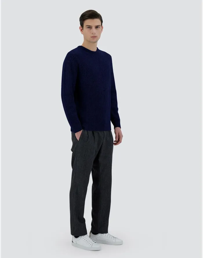 Herno SWEATER IN WOOL CASHMERE Navy Blue Men Sweaters and Cardigan