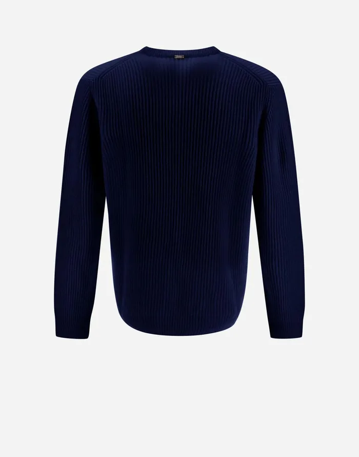 Herno SWEATER IN WOOL CASHMERE Navy Blue Men Sweaters and Cardigan