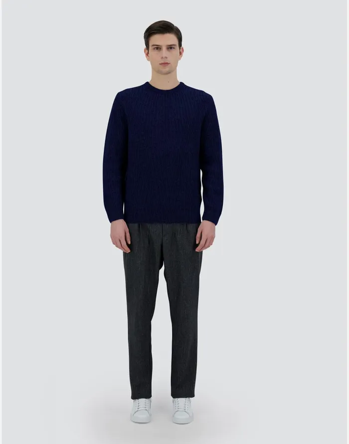 Herno SWEATER IN WOOL CASHMERE Navy Blue Men Sweaters and Cardigan