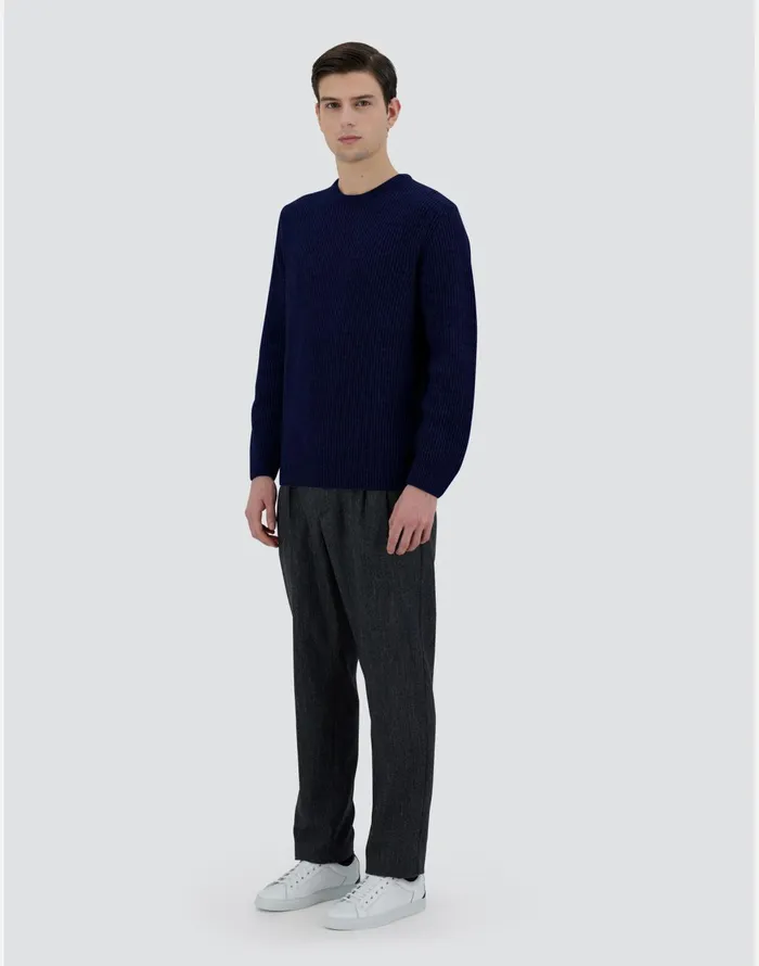 Herno SWEATER IN WOOL CASHMERE Navy Blue Men Sweaters and Cardigan