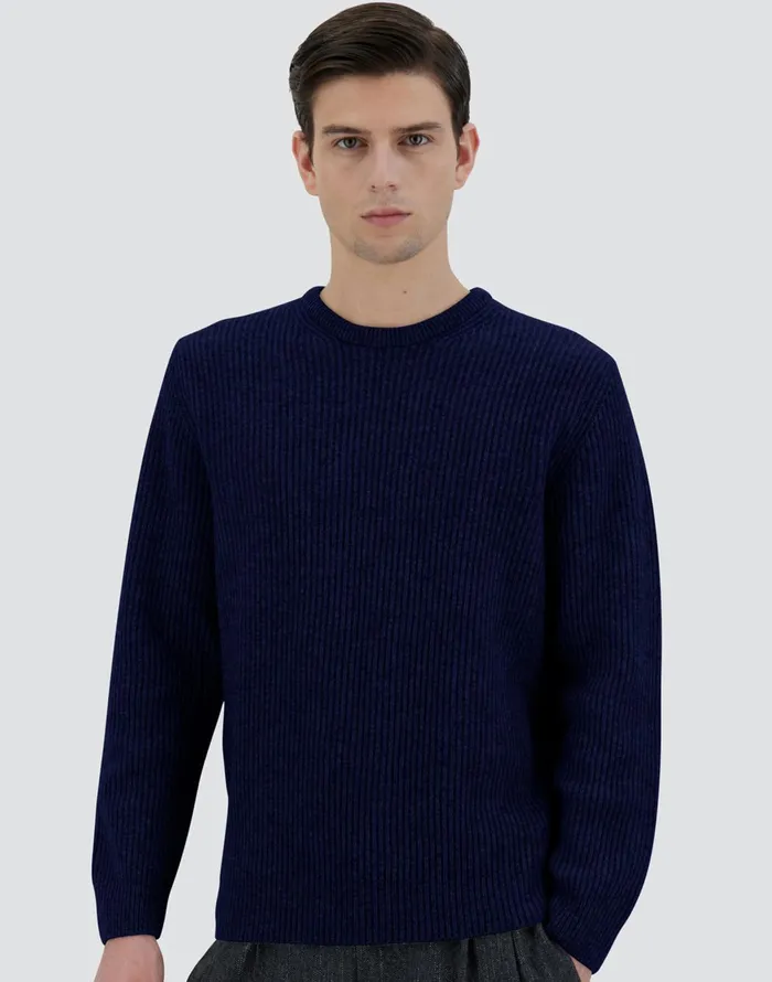 Herno SWEATER IN WOOL CASHMERE Navy Blue Men Sweaters and Cardigan