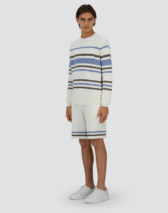 Herno SWEATSHIRT IN STRIPE COTTON SWEATER Whitelight Blue Men Sweaters and Cardigan
