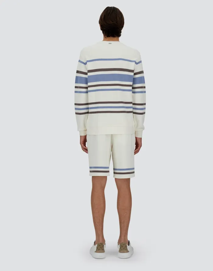 Herno SWEATSHIRT IN STRIPE COTTON SWEATER Whitelight Blue Men Sweaters and Cardigan
