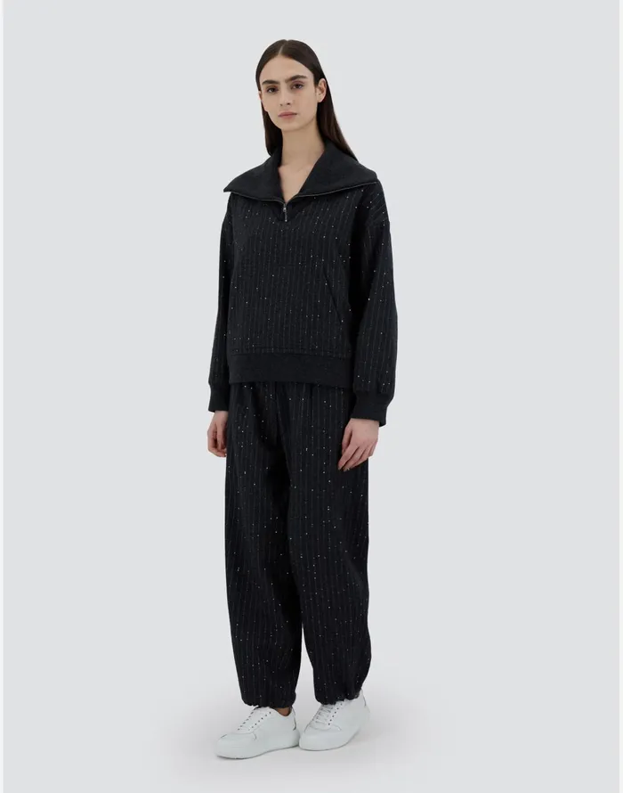 Herno SWEATSHIRT IN TWINKLEPINSTRIPED Grey Women Sweatshirts and Bomber