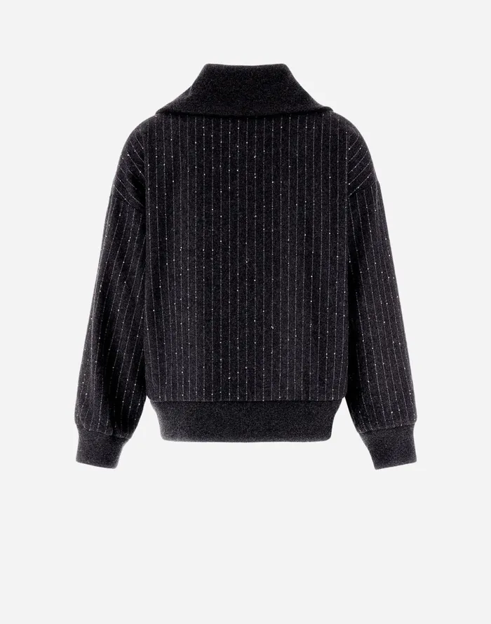 Herno SWEATSHIRT IN TWINKLEPINSTRIPED Grey Women Sweatshirts and Bomber