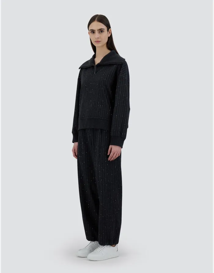 Herno SWEATSHIRT IN TWINKLEPINSTRIPED Grey Women Sweatshirts and Bomber