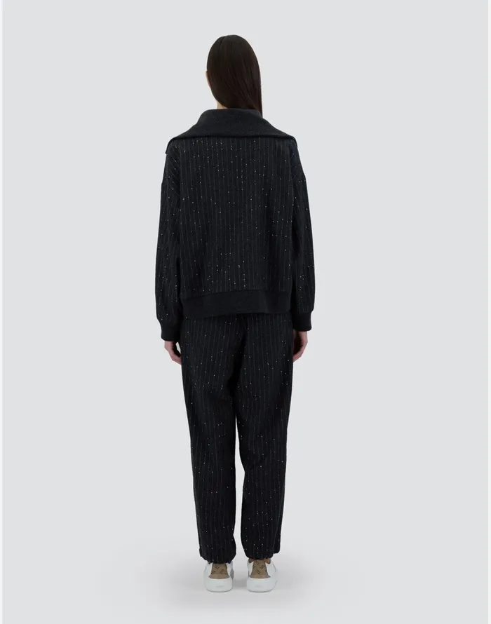 Herno SWEATSHIRT IN TWINKLEPINSTRIPED Grey Women Sweatshirts and Bomber