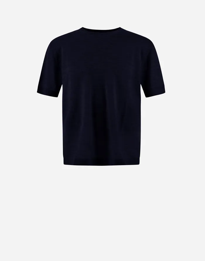 Herno TSHIRT IN SILKYWOOL Dark Blue Men Knitwear