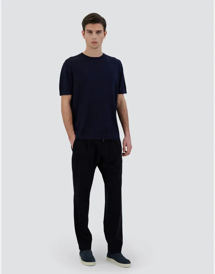 Herno TSHIRT IN SILKYWOOL Dark Blue Men Knitwear