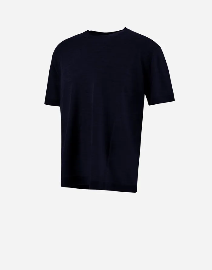 Herno TSHIRT IN SILKYWOOL Dark Blue Men Knitwear