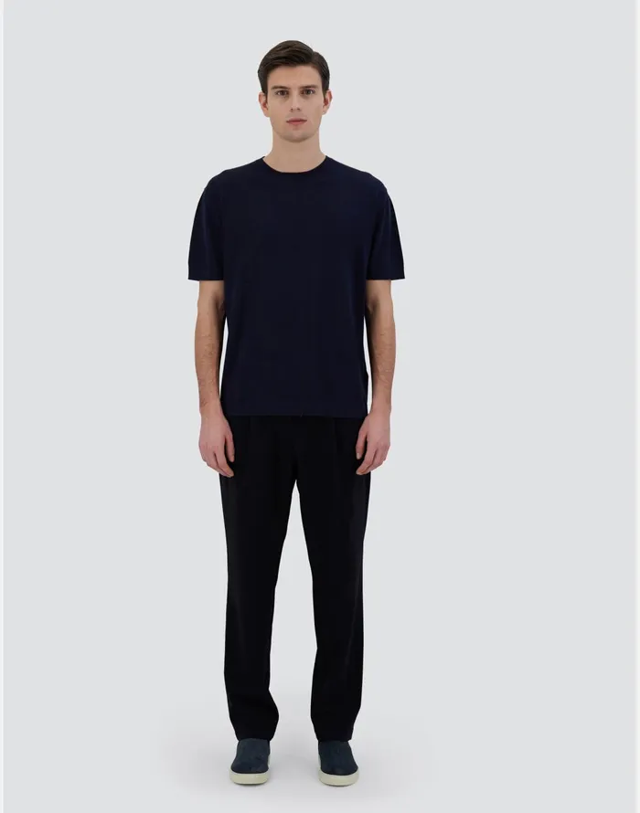 Herno TSHIRT IN SILKYWOOL Dark Blue Men Knitwear