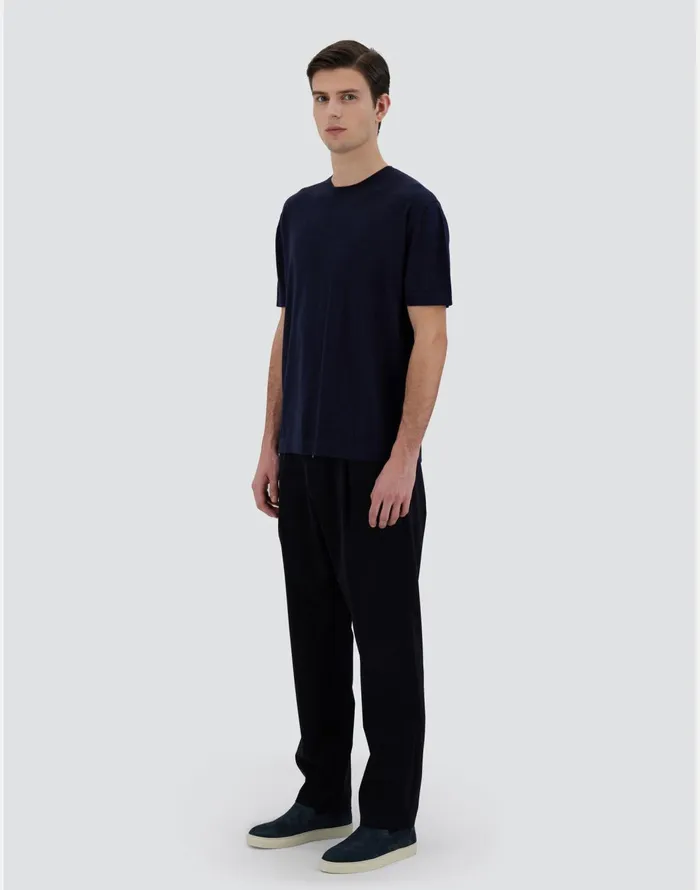 Herno TSHIRT IN SILKYWOOL Dark Blue Men Knitwear
