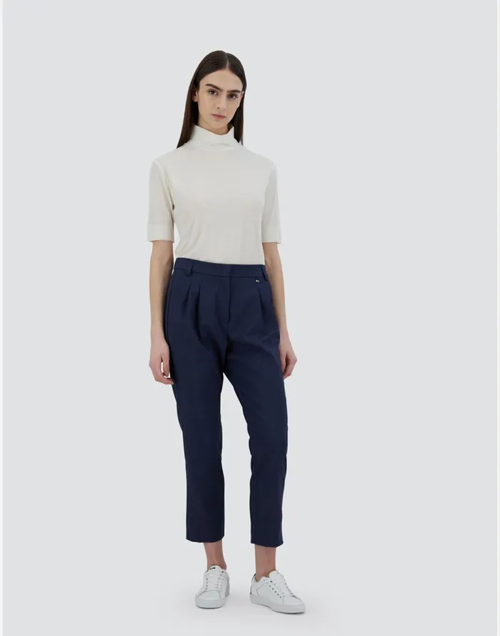 Herno TROUSERS IN FLANNELFEELING Navy Blue Women Trousers