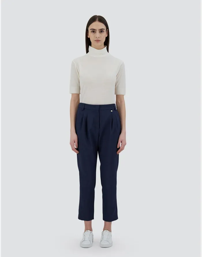 Herno TROUSERS IN FLANNELFEELING Navy Blue Women Trousers