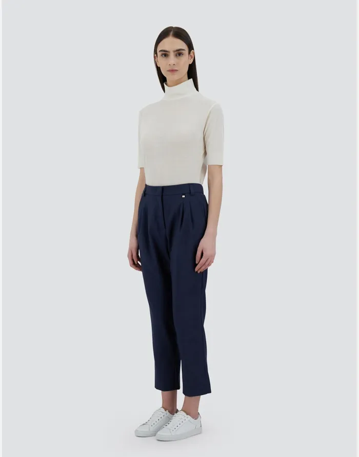Herno TROUSERS IN FLANNELFEELING Navy Blue Women Trousers