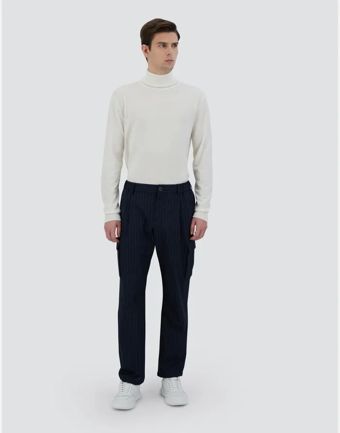 Herno TROUSERS IN LIGHTPINSTRIPE Navy Blue Men Trousers