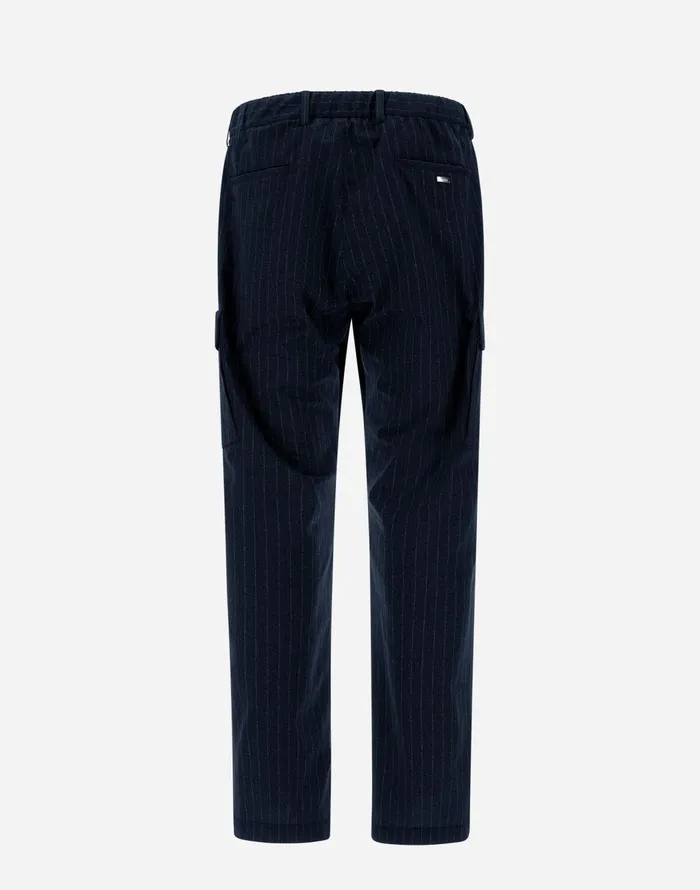 Herno TROUSERS IN LIGHTPINSTRIPE Navy Blue Men Trousers