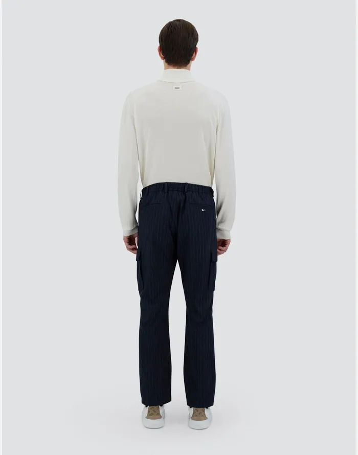 Herno TROUSERS IN LIGHTPINSTRIPE Navy Blue Men Trousers