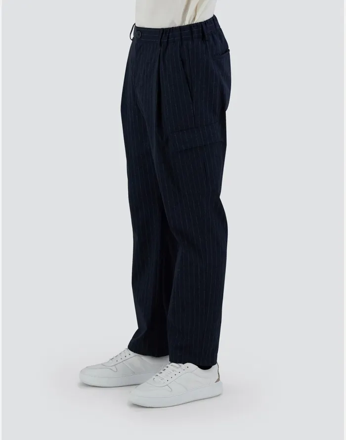 Herno TROUSERS IN LIGHTPINSTRIPE Navy Blue Men Trousers